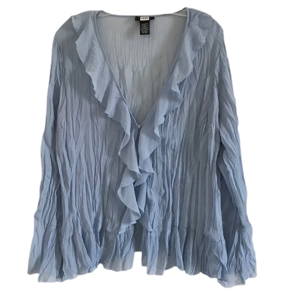 ♥️sold♥️Sky Blue Crinkled Ruffle Dress Up - Picture 3 of 9